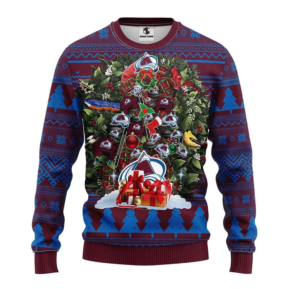 Colorado Avalanche Tree Christmas Ugly Sweater, NHL Christmas Sweater Moonbestprint