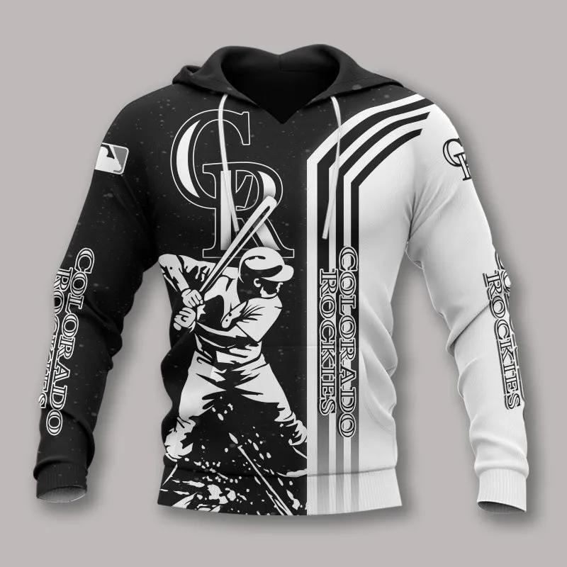 Colorado Rockies Black And White All Over Print Apparel 1, MLB Hoodie Moonbestprint