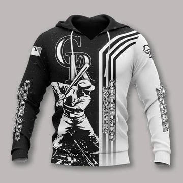 Colorado Rockies Black And White All Over Print Apparel 1, MLB Hoodie Moonbestprint