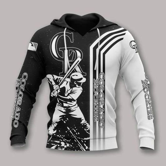 Colorado Rockies Black And White All Over Print Apparel 1, MLB Hoodie Moonbestprint