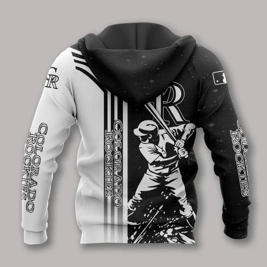Colorado Rockies Black And White All Over Print Apparel 1, MLB Hoodie Moonbestprint