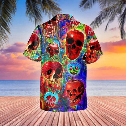 Colorful Alien Skull Hawaiian Shirt, Hawaiian Button Up Shirt, Tropical Shirts For Men Moonbestprint