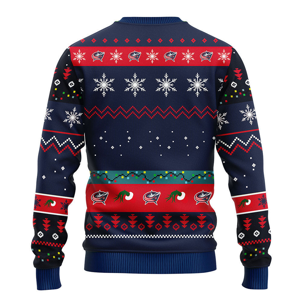 Columbus Blue Jackets 12 Grinch Xmas Day Ugly Christmas Sweater, Grinch Xmas Sweater Moonbestprint