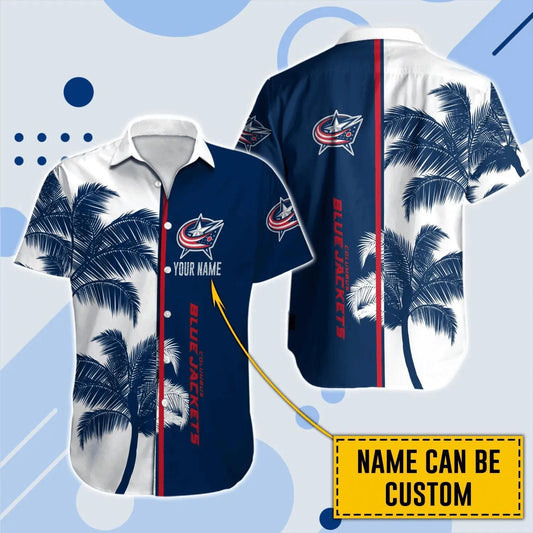 Columbus Blue Jackets Custom Name Hawaii Shirt, NHL Hawaiian Shirt Moonbestprint