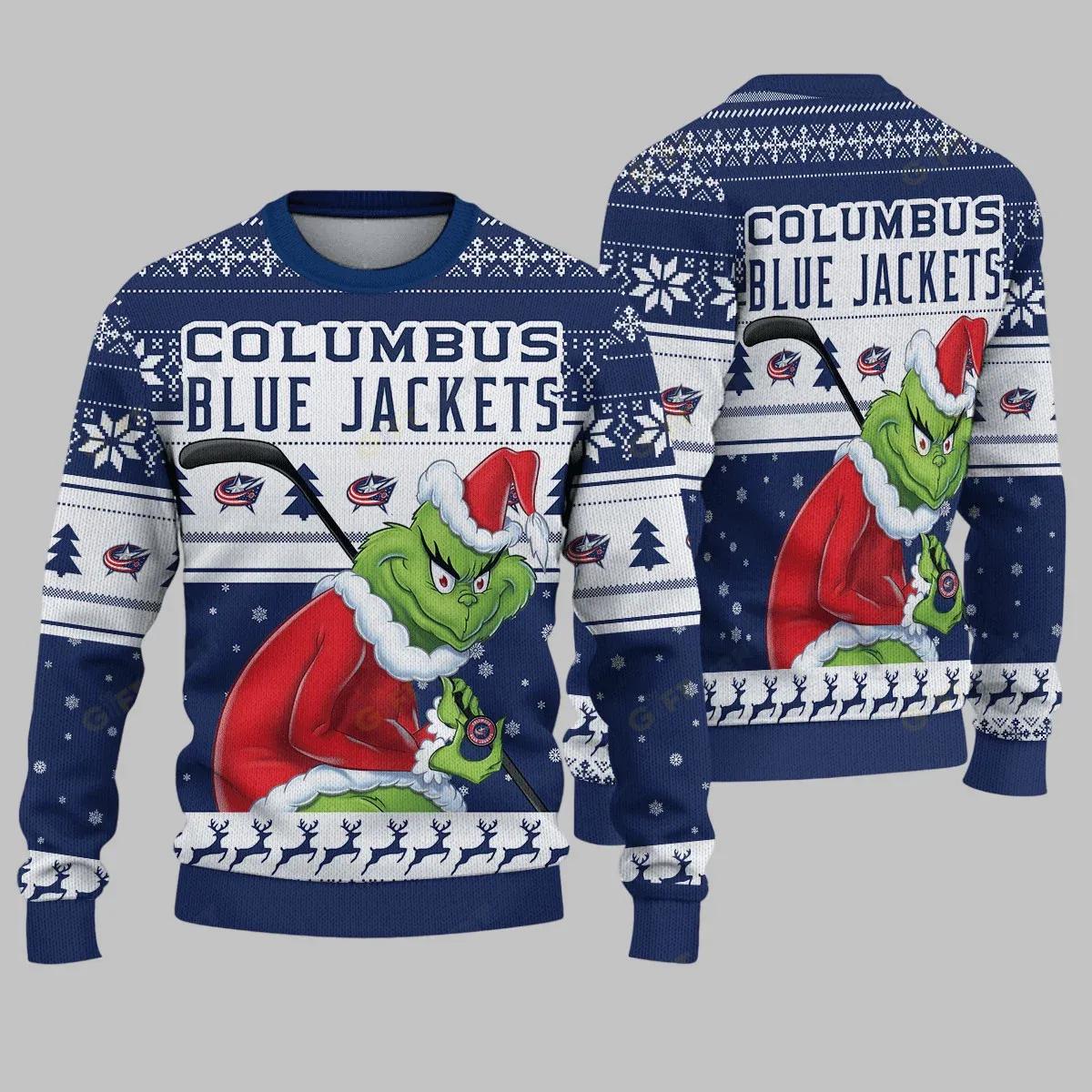 Columbus Blue Jackets Grinch Stolen Ugly Christmas Sweater, NHL Christmas Sweater Moonbestprint