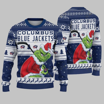 Columbus Blue Jackets Grinch Stolen Ugly Christmas Sweater, NHL Christmas Sweater Moonbestprint