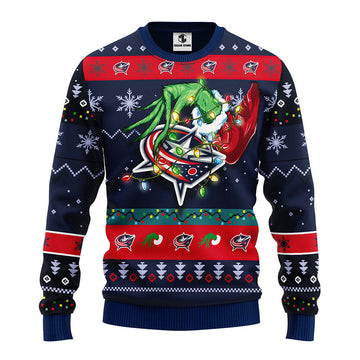 Columbus Blue Jackets Grinch Ugly Christmas Sweater, Grinch Xmas Sweater Moonbestprint