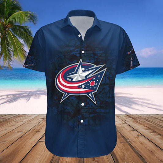 Columbus Blue Jackets Hawaiian Shirt Camouflage Vintage - NHL, NHL Hawaiian Shirt Moonbestprint