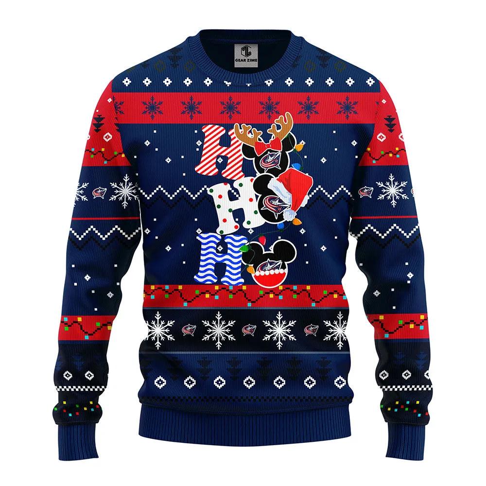 Columbus Blue Jackets Hohoho Ugly Christmas Sweater, NHL Christmas Sweater Moonbestprint