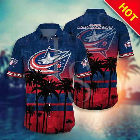 Columbus Blue Jackets NHL Hawaiian Shirt Style Hot Trending Summer, NHL Hawaiian Shirt Moonbestprint