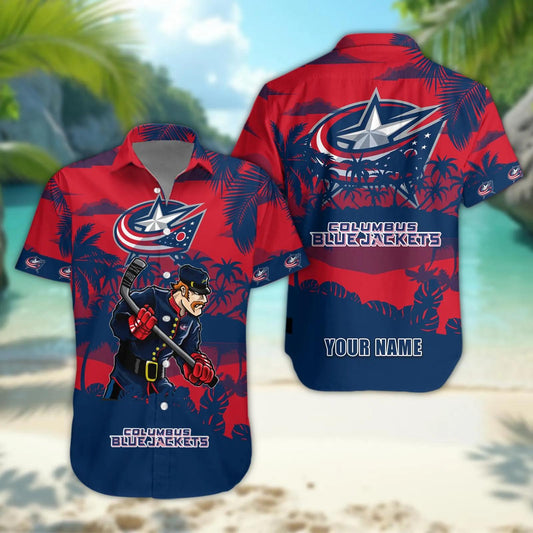 Columbus Blue Jackets Personalized Hawaiian Shirt – Custom Name, NHL Hawaiian Shirt Moonbestprint