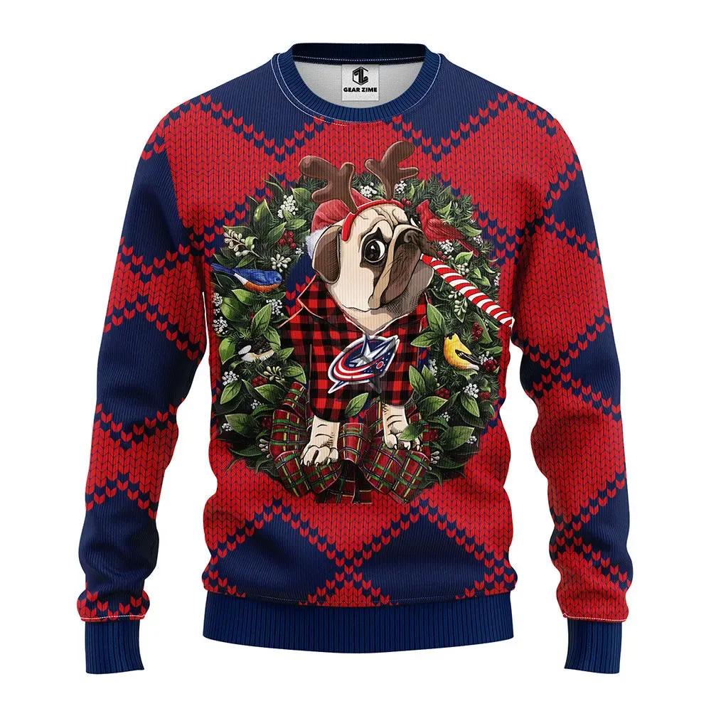 Columbus Blue Jackets Pub Dog Ugly Christmas Sweater, NHL Christmas Sweater Moonbestprint