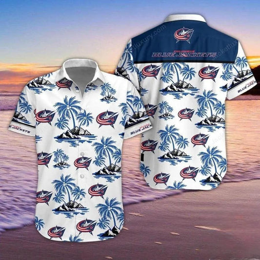 Columbus Blue Jackets Summer Shirt Hawaiian Shirt, NHL Hawaiian Shirt Moonbestprint