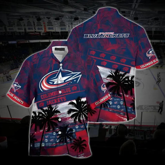 Columbus Hockey Hawaiian Shirt, Blue Jackets Hawaiian Shirt, Ice Hockey Hawaiian Shirt 1, NHL Hawaiian Shirt Moonbestprint