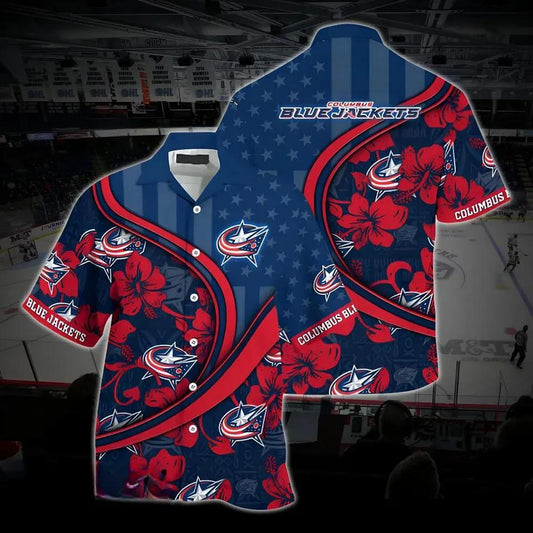 Columbus Hockey Hawaiian Shirt, Blue Jackets Hawaiian Shirt, Ice Hockey Hawaiian Shirt 11, NHL Hawaiian Shirt Moonbestprint