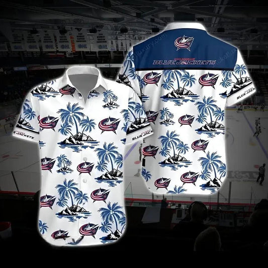 Columbus Hockey Hawaiian Shirt, Blue Jackets Hawaiian Shirt, Ice Hockey Hawaiian Shirt 12, NHL Hawaiian Shirt Moonbestprint