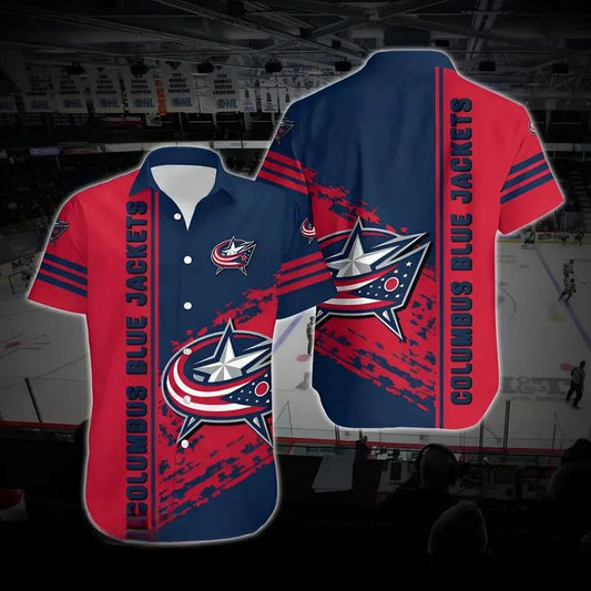 Columbus Hockey Hawaiian Shirt, Blue Jackets Hawaiian Shirt, Ice Hockey Hawaiian Shirt 13, NHL Hawaiian Shirt Moonbestprint