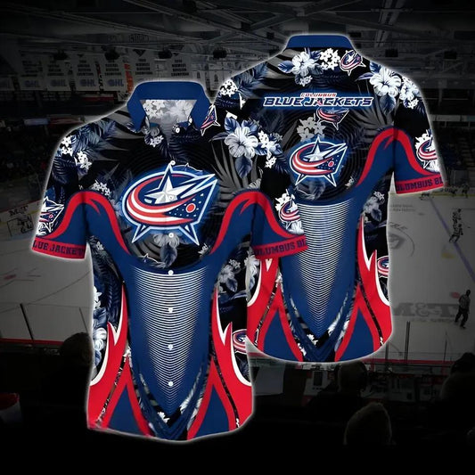 Columbus Hockey Hawaiian Shirt, Blue Jackets Hawaiian Shirt, Ice Hockey Hawaiian Shirt 15, NHL Hawaiian Shirt Moonbestprint