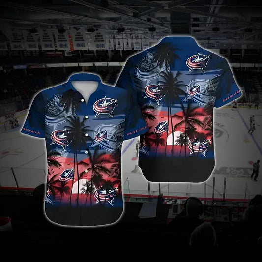 Columbus Hockey Hawaiian Shirt, Blue Jackets Hawaiian Shirt, Ice Hockey Hawaiian Shirt 16, NHL Hawaiian Shirt Moonbestprint