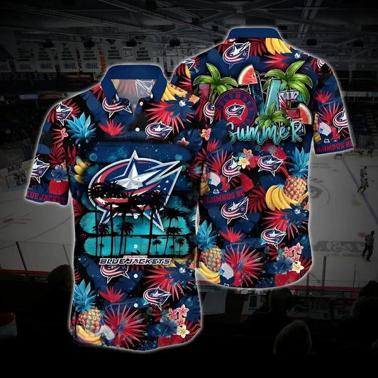 Columbus Hockey Hawaiian Shirt, Blue Jackets Hawaiian Shirt, Ice Hockey Hawaiian Shirt 21, NHL Hawaiian Shirt Moonbestprint