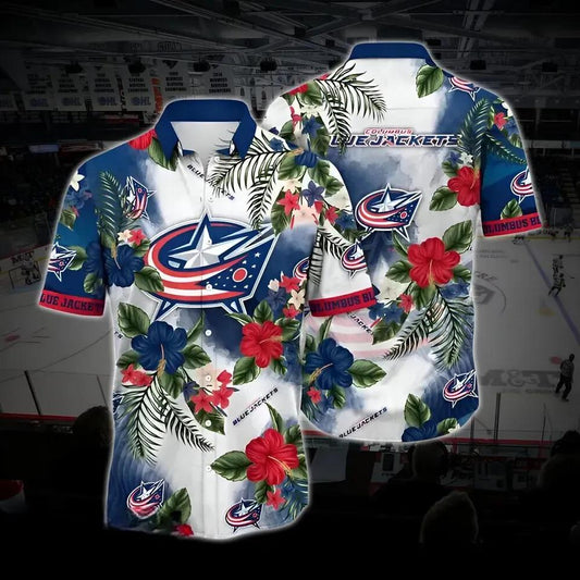 Columbus Hockey Hawaiian Shirt, Blue Jackets Hawaiian Shirt, Ice Hockey Hawaiian Shirt 22, NHL Hawaiian Shirt Moonbestprint
