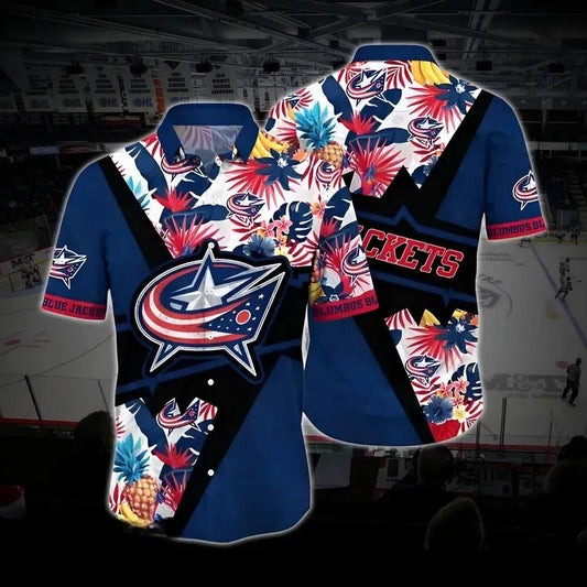 Columbus Hockey Hawaiian Shirt, Blue Jackets Hawaiian Shirt, Ice Hockey Hawaiian Shirt 23, NHL Hawaiian Shirt Moonbestprint