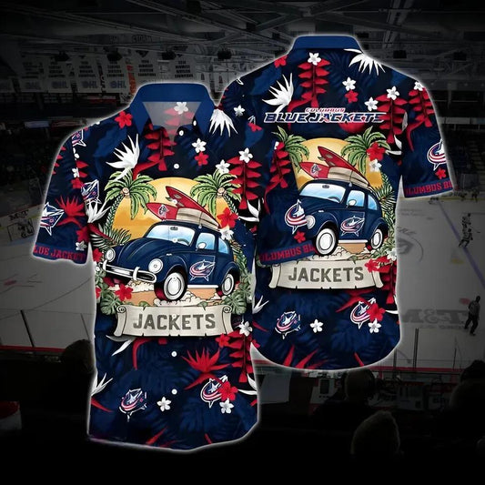Columbus Hockey Hawaiian Shirt, Blue Jackets Hawaiian Shirt, Ice Hockey Hawaiian Shirt 26, NHL Hawaiian Shirt Moonbestprint