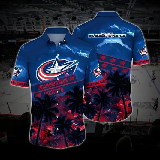 Columbus Hockey Hawaiian Shirt, Blue Jackets Hawaiian Shirt, Ice Hockey Hawaiian Shirt 4, NHL Hawaiian Shirt Moonbestprint