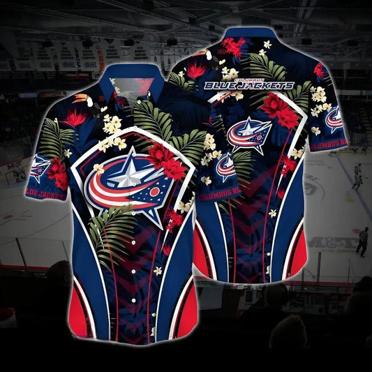 Columbus Hockey Hawaiian Shirt, Blue Jackets Hawaiian Shirt, Ice Hockey Hawaiian Shirt 14, NHL Hawaiian Shirt Moonbestprint