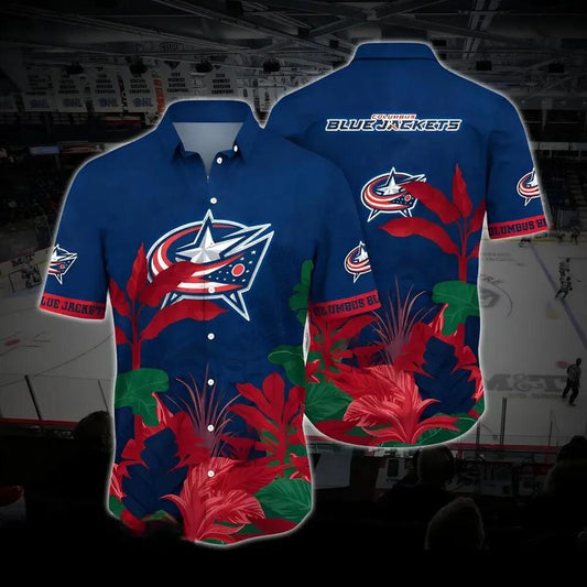 Columbus Hockey Hawaiian Shirt, Blue Jackets Hawaiian Shirt, Ice Hockey Hawaiian Shirt 5, NHL Hawaiian Shirt Moonbestprint