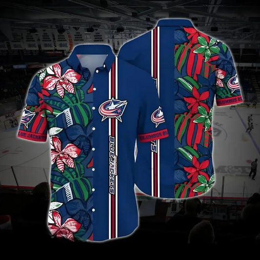 Columbus Hockey Hawaiian Shirt, Blue Jackets Hawaiian Shirt, Ice Hockey Hawaiian Shirt 6, NHL Hawaiian Shirt Moonbestprint