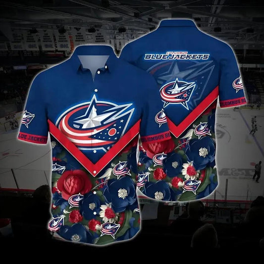 Columbus Hockey Hawaiian Shirt, Blue Jackets Hawaiian Shirt, Ice Hockey Hawaiian Shirt 7, NHL Hawaiian Shirt Moonbestprint