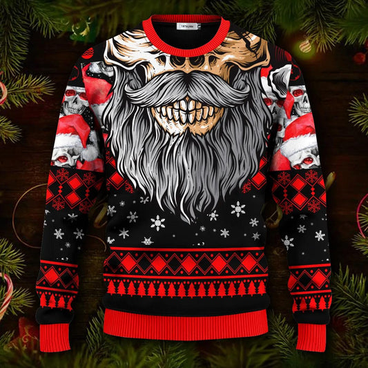 Cool Beard Skull Team Skull Ugly Christmas Sweater Moonbestprint