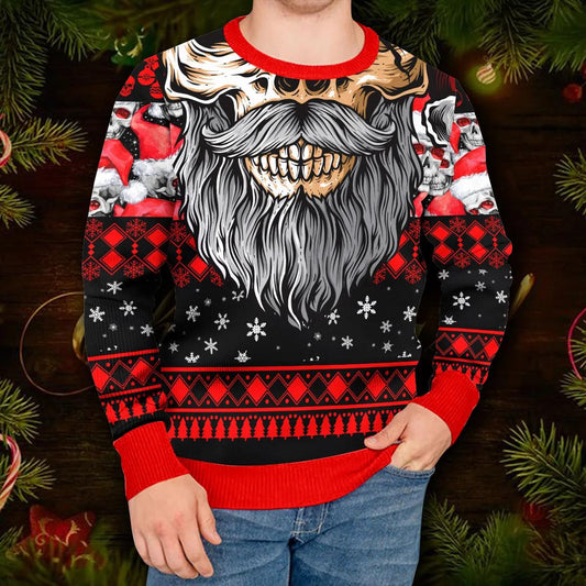 Cool Beard Skull Team Skull Ugly Christmas Sweater Moonbestprint