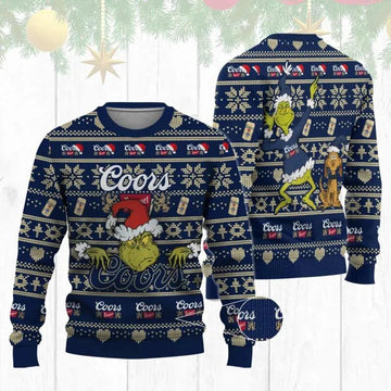 Coors Banquet Grinch Ugly Sweater, Grinch Holiday Sweater Moonbestprint