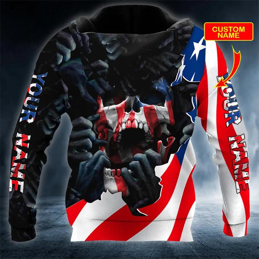Corpses Hands American Flag Skull Custom 3D Hoodie Moonbestprint