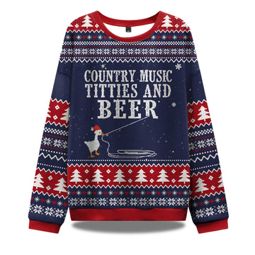 2026 Country Music Titties And Beer Ugly Christmas Sweater Moonbestprint