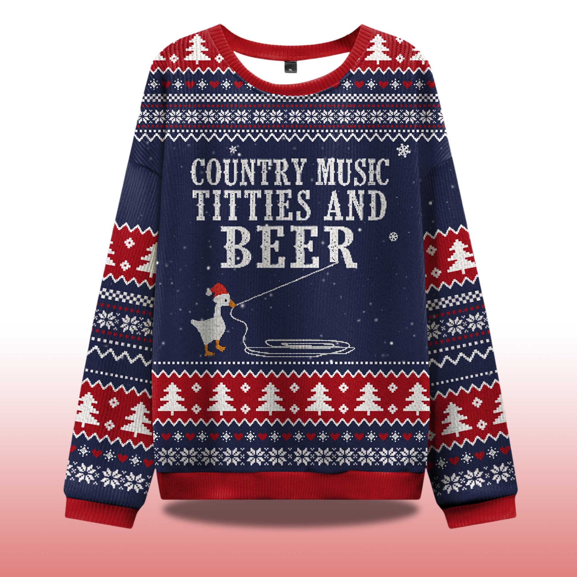2026 Country Music Titties And Beer Ugly Christmas Sweater Moonbestprint