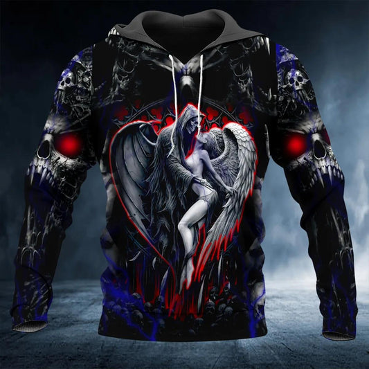 Couple Grim Reaper With Angel Skull 3D Hoodie Moonbestprint