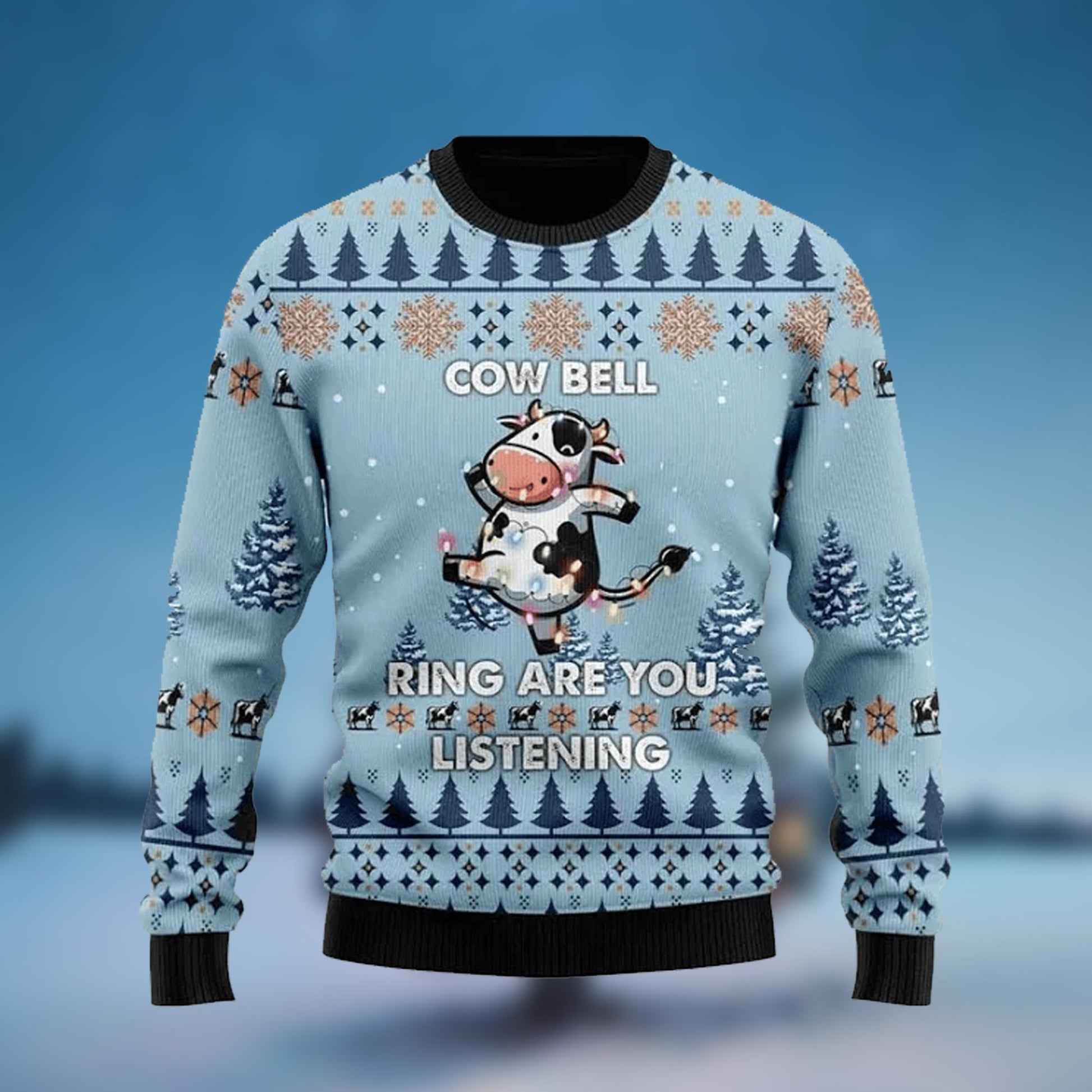 Cow Bell Ring Are You Listening Christmas Ugly Sweater - Moonbestprint