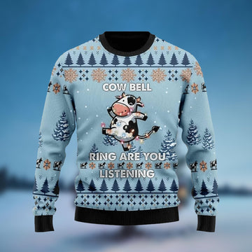 Cow Bell Ring Are You Listening Christmas Ugly Sweater - Moonbestprint