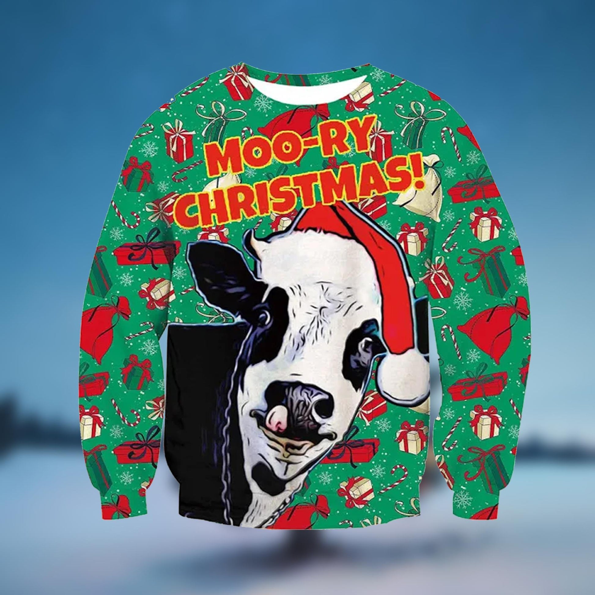 Cow Moor-Ry Ugly Christmas Sweater - Moonbestprint