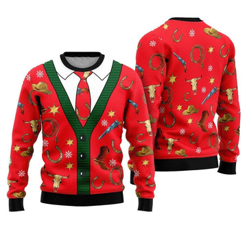 Cowboy Cardigan Ugly Christmas Sweater - Moonbestprint
