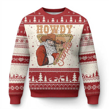 Cowboy Howdy Santa Ugly Christmas Sweater - Moonbestprint