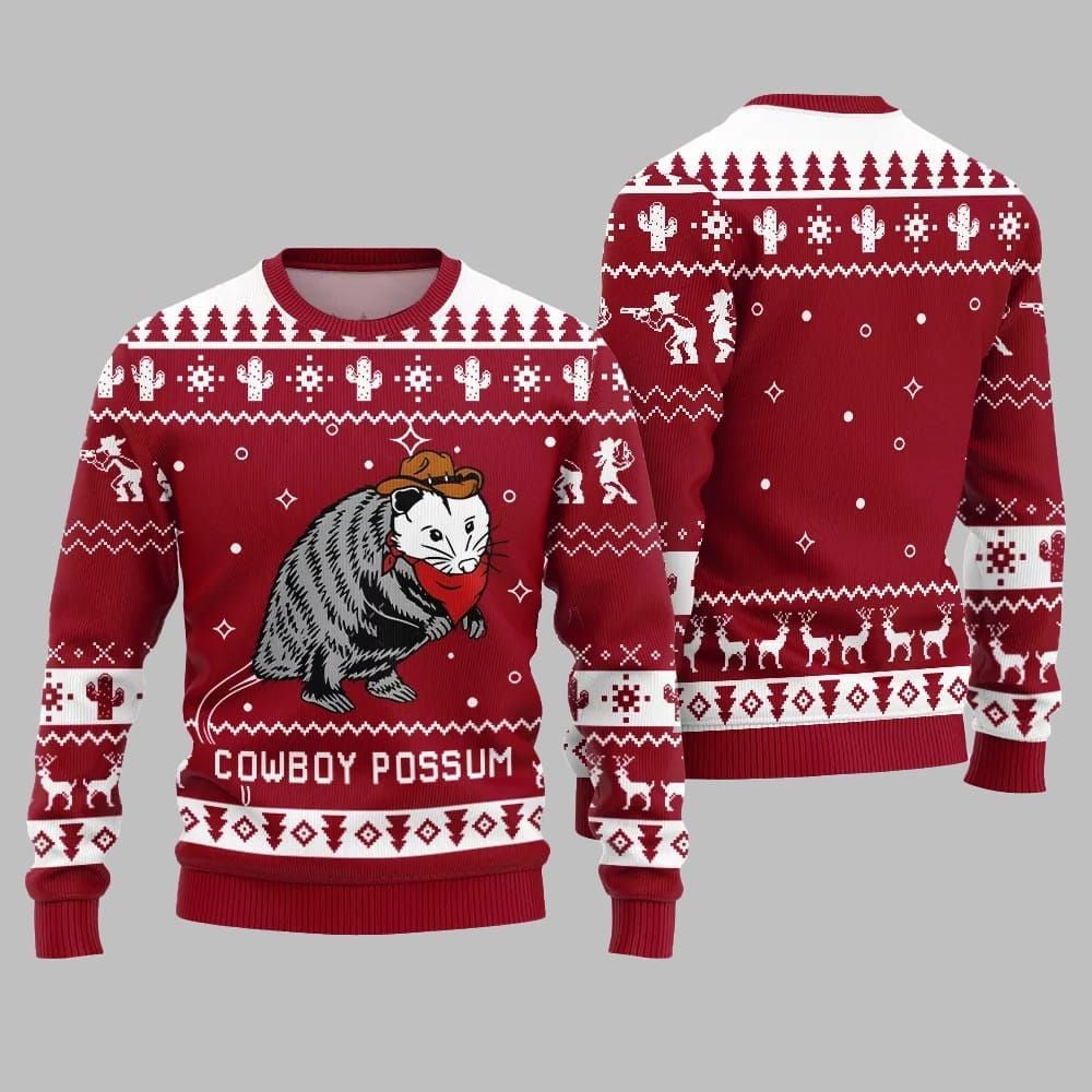 Cowboy Possum Ugly Sweater 2026 Christmas - Moonbestprint