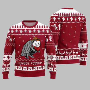 Cowboy Possum Ugly Sweater 2026 Christmas - Moonbestprint