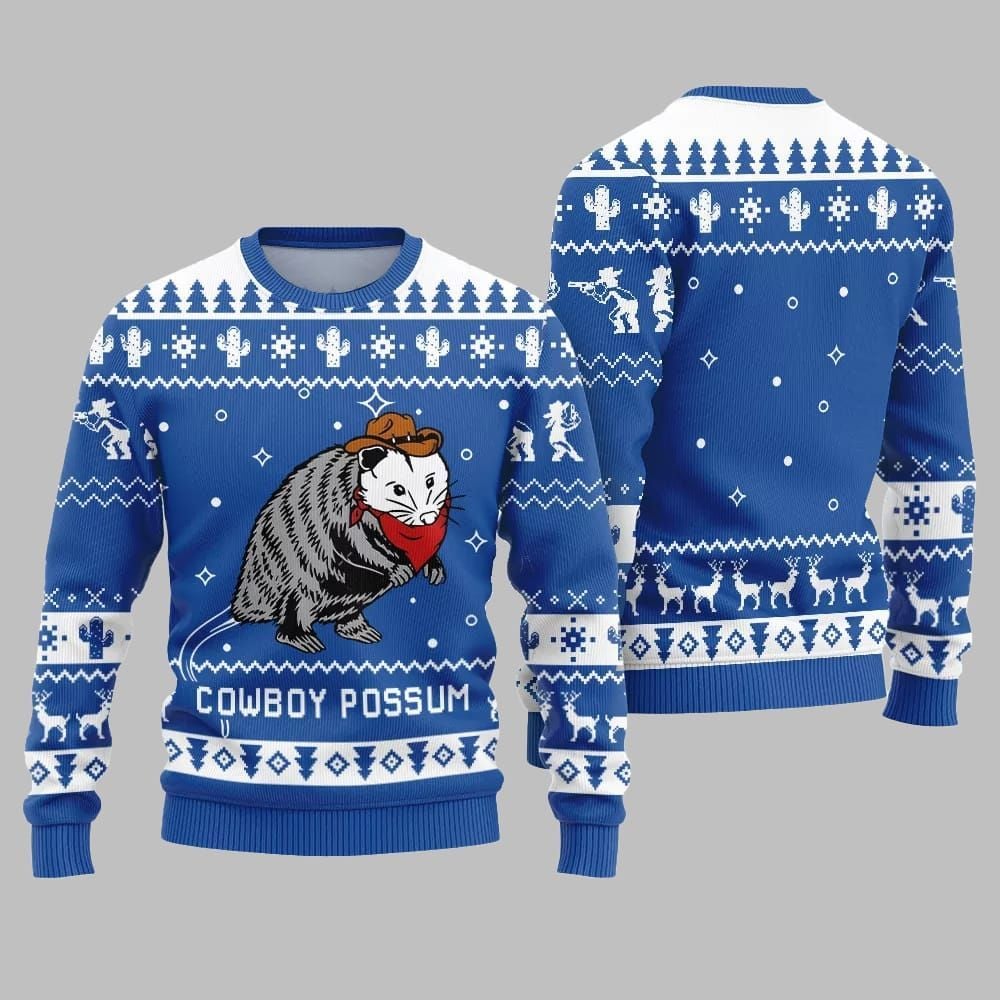 Cowboy Possum Ugly Sweater 2026 Christmas - Moonbestprint