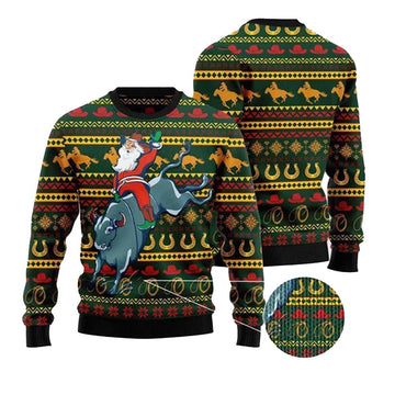 Cowboy Santa Claus Ugly Christmas Sweater - Moonbestprint