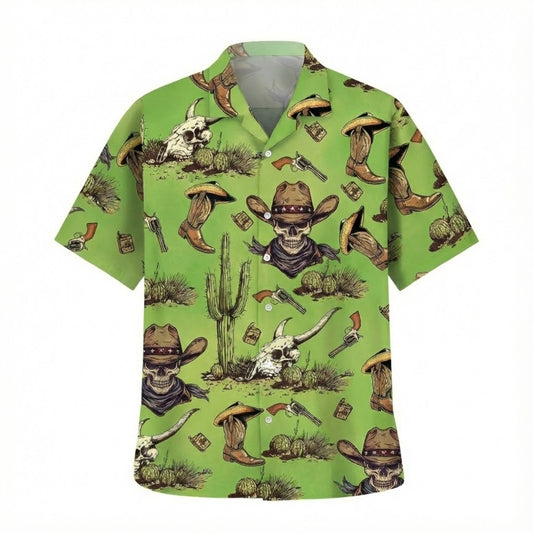 Cowboy Skull Cactus Hawaiian Shirt - Moonbestprint