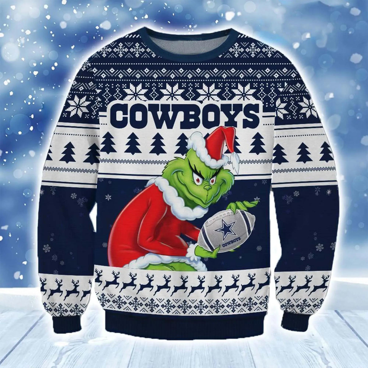Cowboys Grinch Stolen Christmas Ugly Sweater, Christmas Sweater Dallas Cowboys Moonbestprint